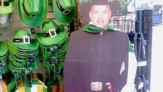 Garth Brook cardboard cut-out in Carrolls store