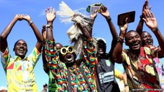 Ghanaian fans during Portugal match in Brasilia