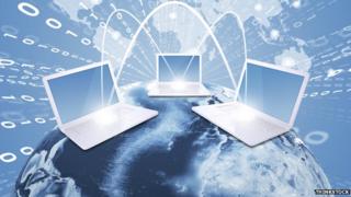 Image of laptops and the Earth