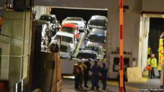 Collapsed ferry deck
