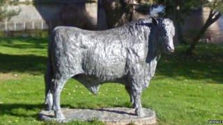 The bronze bull statue
