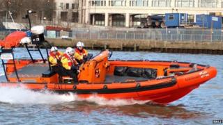 An RNLI lifeboat on the river Thames