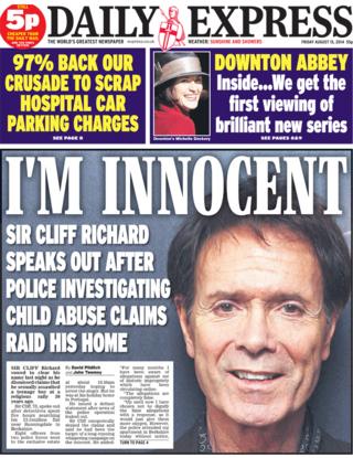Daily Express front page, 15/8/14