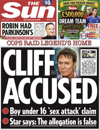The Sun front page, 15/8/14