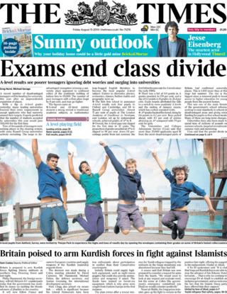 Times front page, 15/8/14