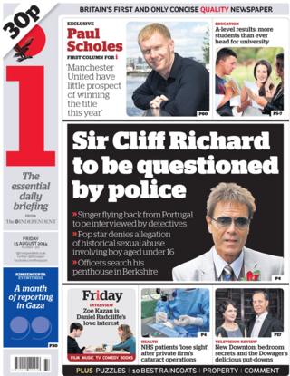 The i front page, 15/8/14