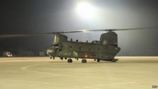 RAF Chinook helicopter in Cyprus