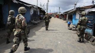 Liberian soldiers on the streets of Monrovia. Photo: 19 August 2014