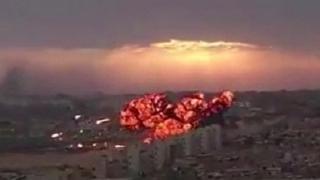 Inferno after jet crashes in Tobruk, Libya, on 2 September 2014