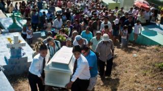Funeral of 18-year-old Noe Enrique Bonilla, who was allegedly murdered by gang members, in the town of San Jose Villanueva, south of San Salvador. Photo: July 2014