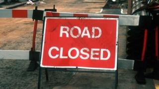 Road closed sign