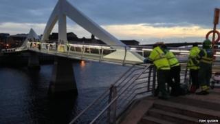 Emergency services at the Tradeston Bridge