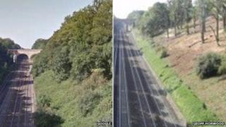 Before and after at Sonning Cutting