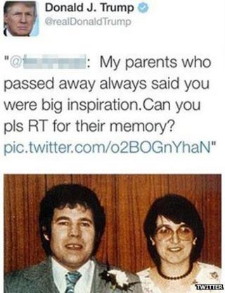 Donald Trump's message on Twitter