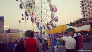 Ride at amusement park in Uptown, in Damascus suburb of Dummar