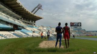 Cuban athletes in Havana in September 2014