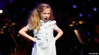 Sophia Kiely from Matilda The Musical performs at the 2012 Olivier Awards 2012