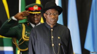 Goodluck Jonathan on a visit to Kenya, September 2014