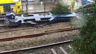 The damaged rolling stock