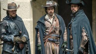 Tom Burke, Santiago Cabrera and Howard Charles in The Musketeers
