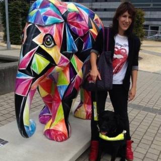 Maya Makri with her guide dog Jemma