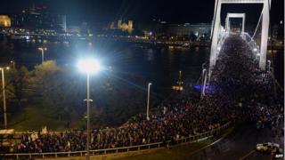 Protesters in Budapest