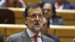 Spain's Prime Minister Mariano Rajoy delivers a statement at the Senate in Madrid on 28 October, 2014.