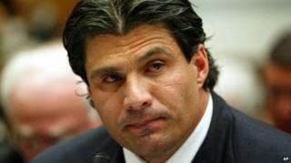 former Oakland Athletic and Texas Ranger baseball player Jose Canseco testifies on Capitol Hill in Washington, to examine the use of steroids in baseball 17 October 2005