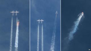 Ракета Virgin Galactic SpaceShipTwo взрывается в воздухе во время испытательного полета - 31 октября 2014 года