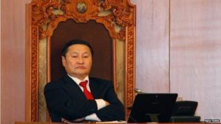 Mongolia's Prime Minister Norov Altankhuyag looks on during a vote at the Mongolian parliament in Ulaan Baatar, 5 November 2014
