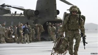 British troops at Kandahar Airfield on October 27, 2014