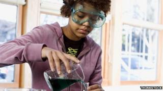 Girl in laboratory