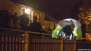 Police at the scene of the arrests