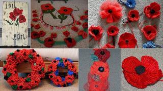 Poppies made as part of the 1,500 Guernsey poppies and painting by Karl De La Mare