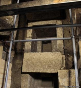 The uncovered tomb at Amphipolis, northern Greece