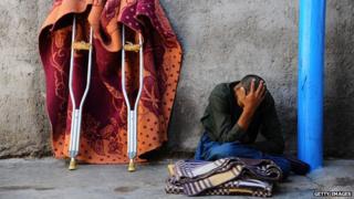 A patient sits in the only mental health rehabilitation centre in the city of Herat