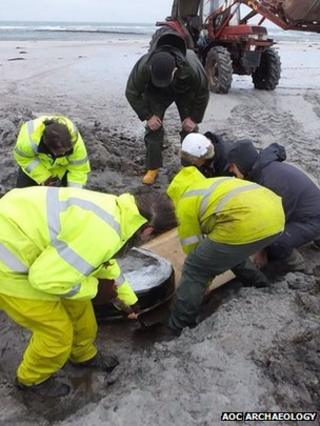 Excavating prehistoric basket