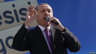 Президент Турции Реджеп Тайип Эрдоган выступает с речью на церемонии открытия школы в Анкаре (18 ноября 2014 года)