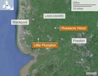 Карта: Розакр Вуд и Литл Пулптон, Ланкашир