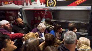 Black Friday shoppers in a Cardiff Tesco