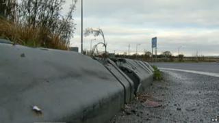The woman gave birth after the car she was driving crashed into a roundabout on the outskirts of Kilkenny city