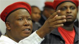 Julius Malema speaks as he launches his Economic Freedom Fighters party in Johannesburg, South Africa on 11 July 2013