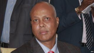 A file photo dated 12 December 2013 shows Somalia"s then newly-appointed Prime Minister Abdiweli Sheikh Ahmed during a news conference in Mogadishu, Somalia.