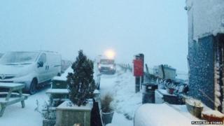 Snow of the A53 in Staffordshire