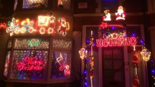 Christmas decorations on house