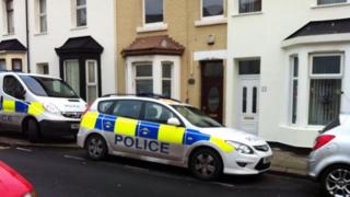 Police car on Rydal Avenue. Blackpool