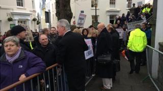 Protest against width and emissions tax before the Guernsey States meeting in December