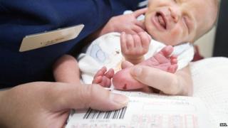 Baby being tested