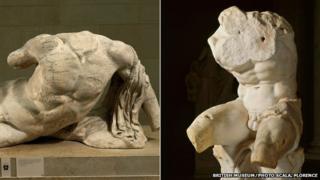 Ilissos. Marble statue from the West pediment of the Parthenon/Belvedere Torso, 1st century BC.