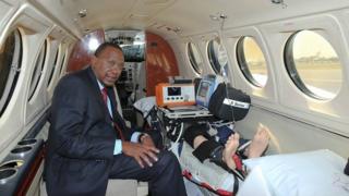 President Kenyatta at the launch of an air ambulance service in Nairobi on 14 January 2015